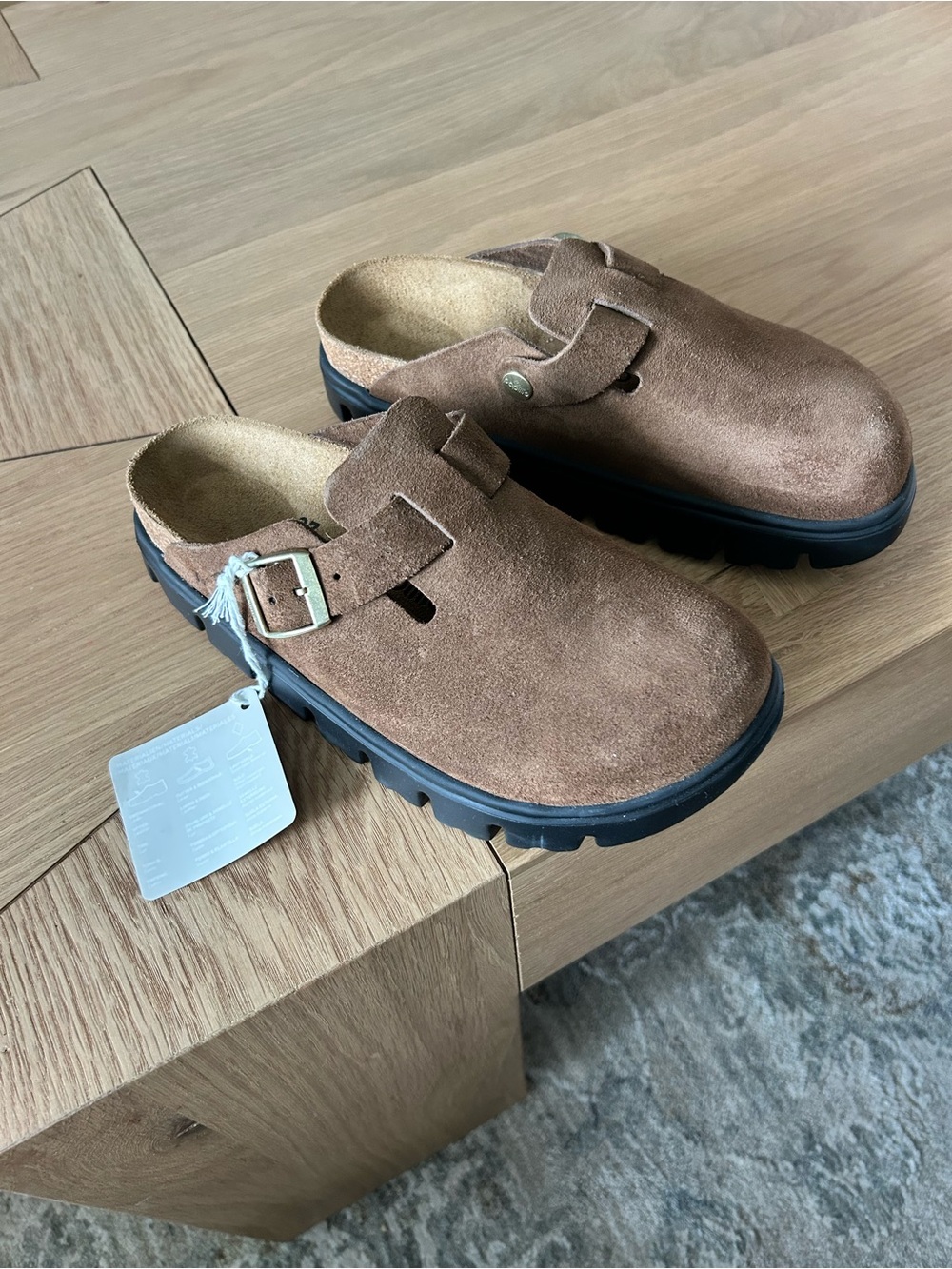 New Birkenstock Boston Chunky Clogs Dark Tea Brown - Picture 3 of 5